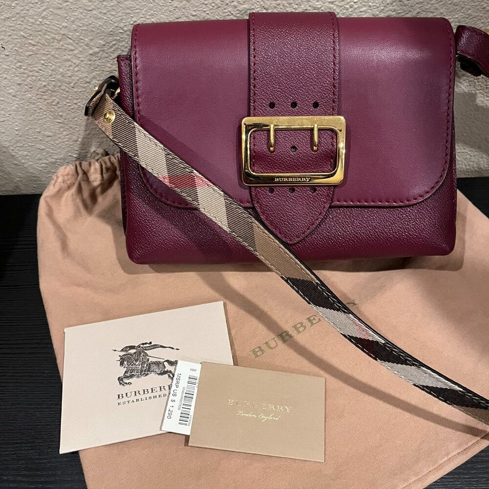 Burberry Dark Plum Nova Check Crossbody Bag